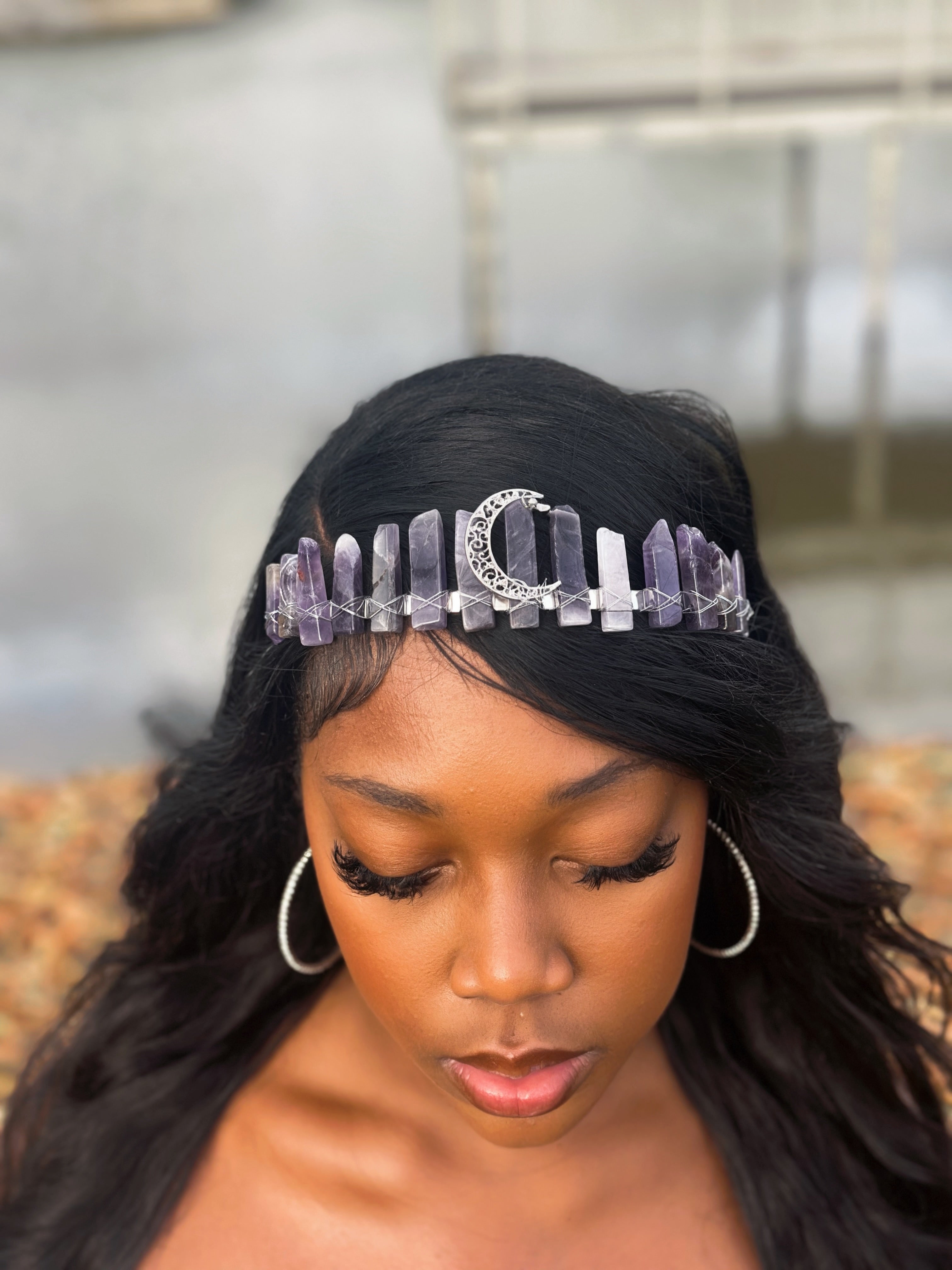 Amethyst Crescent Moon Crown