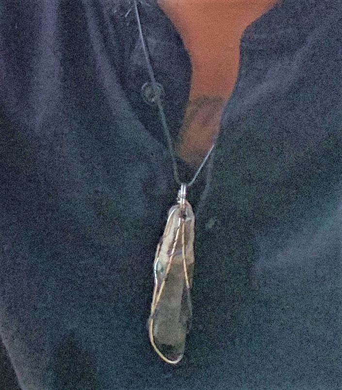 Sterling Silver Wrapped Smokey Quartz Neck Peace