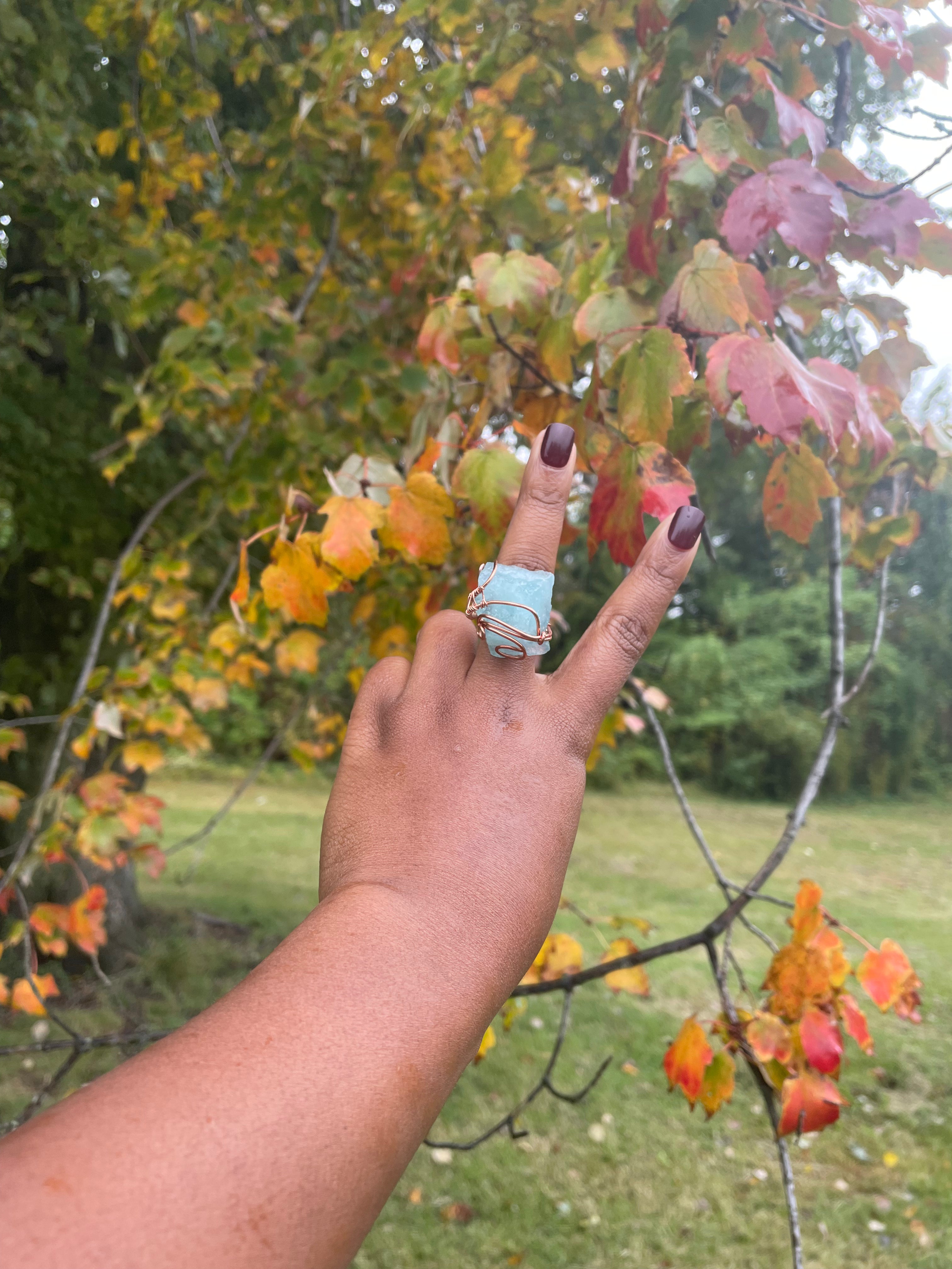 Copper Wrapped Raw Aquamarine